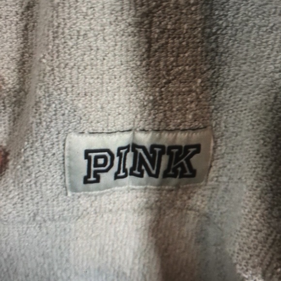 Pink women’s small white sweatshirt logo long sleeve pullover terry cloth crew - Picture 4 of 4